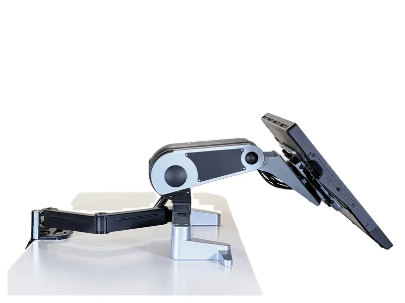 Cintiq Pro 27 on the XOOT_Pro arm with the screen at about 45 degrees